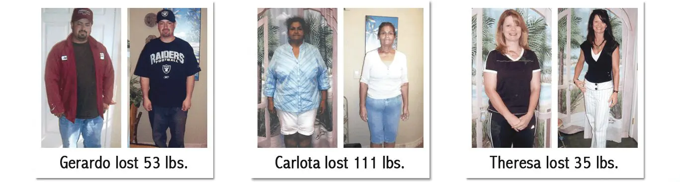 Gerardo, Carlota, Theresa Before and after loss weight