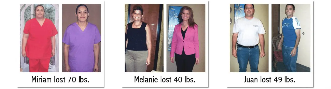 Miriam, Melanie, Juan Before and after loss weight